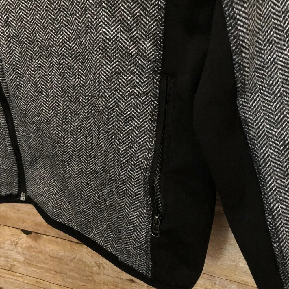 Marc New York Women's Black Herringbone Fleece Lined Knit Jacket - Size XL - MNY